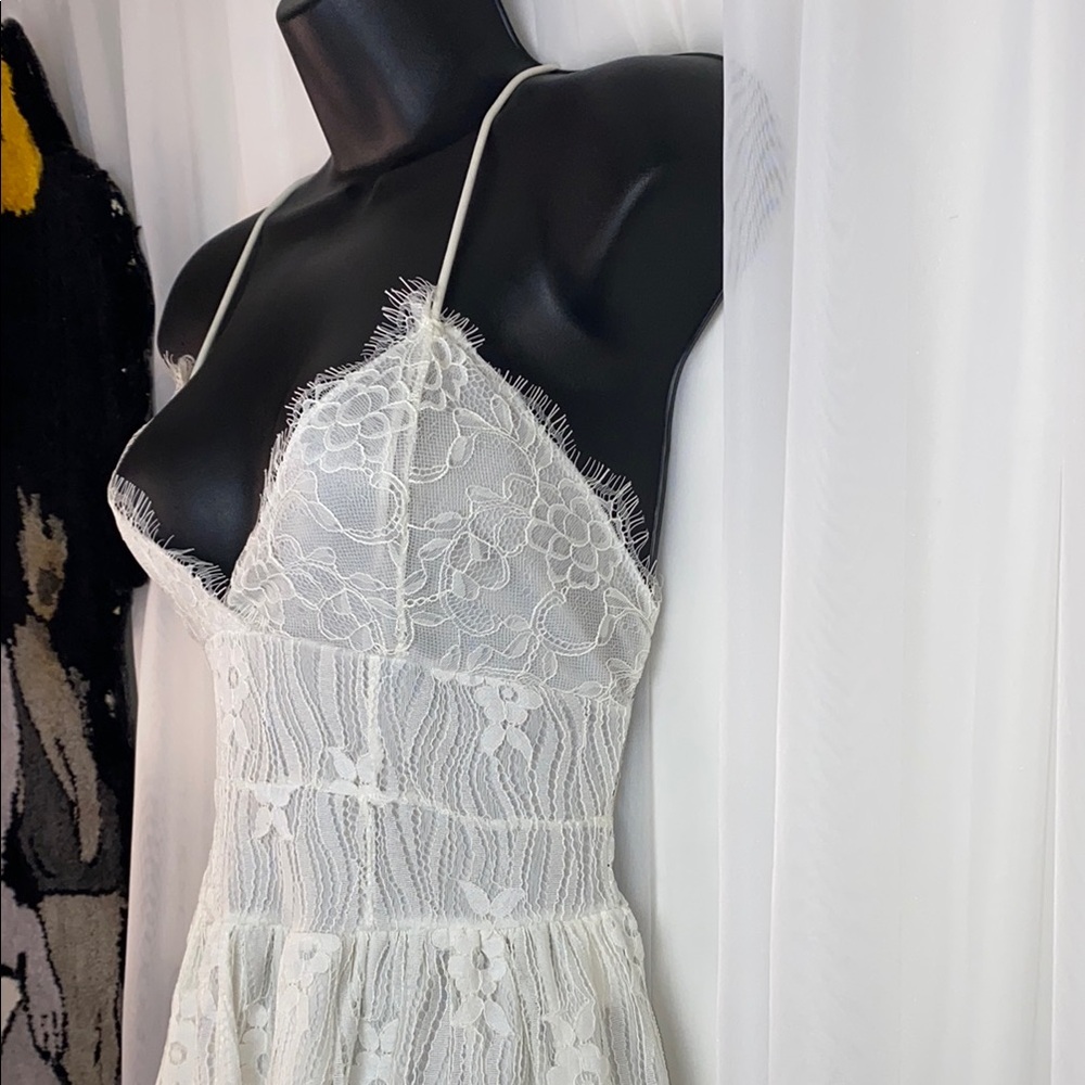 White Spaghetti Strap Sweetheart Midi Dress - Picture 7 of 13
